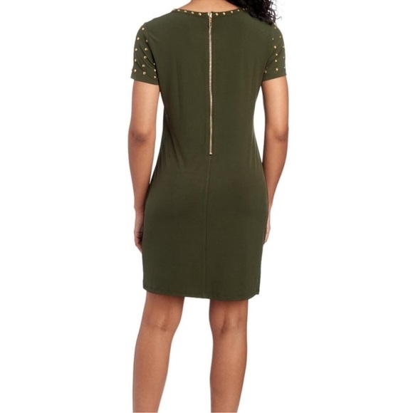 EUC CARMEN MARC VALVO Studded Green Dress Size Large - Picture 3 of 11